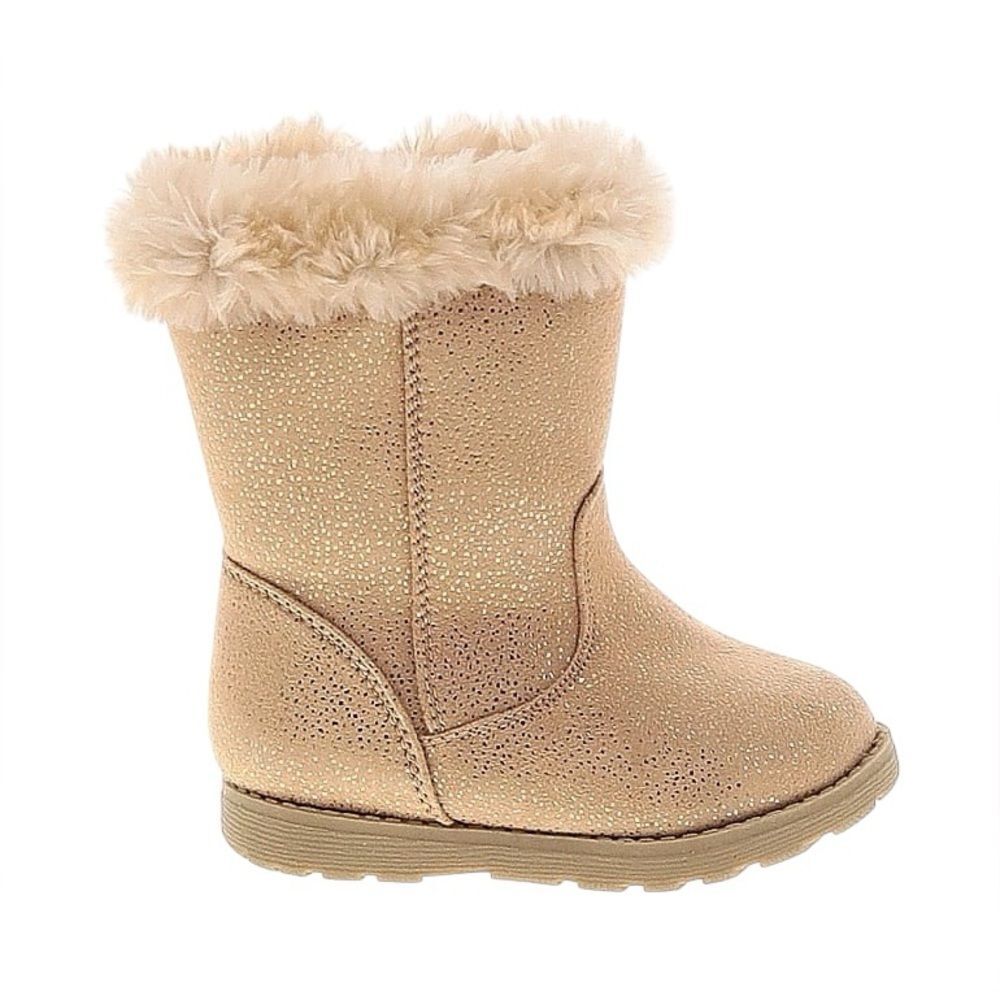 Cat & Jack Girls Faux Fur Trim Glitter Boots | Size 10